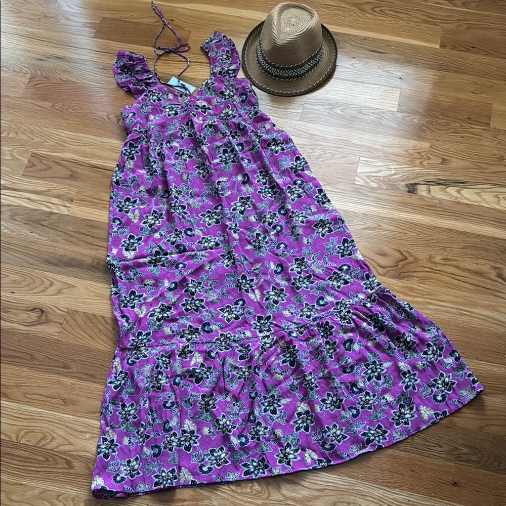Loft Hibiscus Ruffle Halter Dress Size 4 Petite